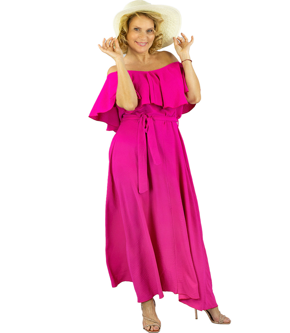 Pri Airy maxi dress with ruffles and waist tie STELLA