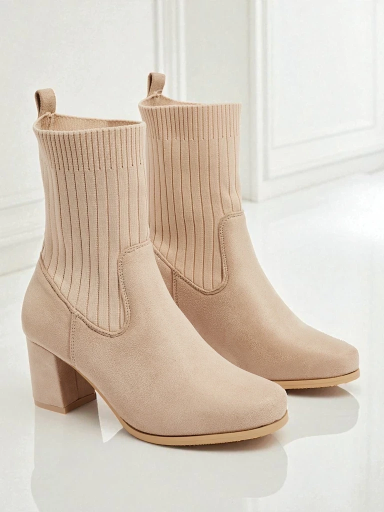 Resti Women's eco-suede heeled ankle boots with a sock-like insert LumenThorn