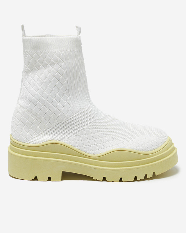 Resti White and yellow women's flat-heeled boots Seritis - Footwear