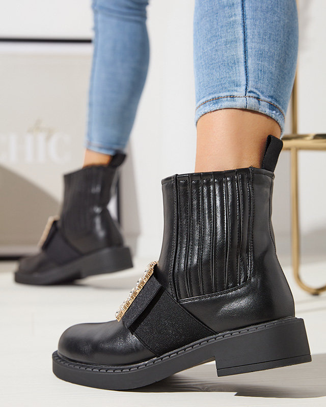 Resti Black women&#039;s ankle boots with Zenata ornament - Footwear