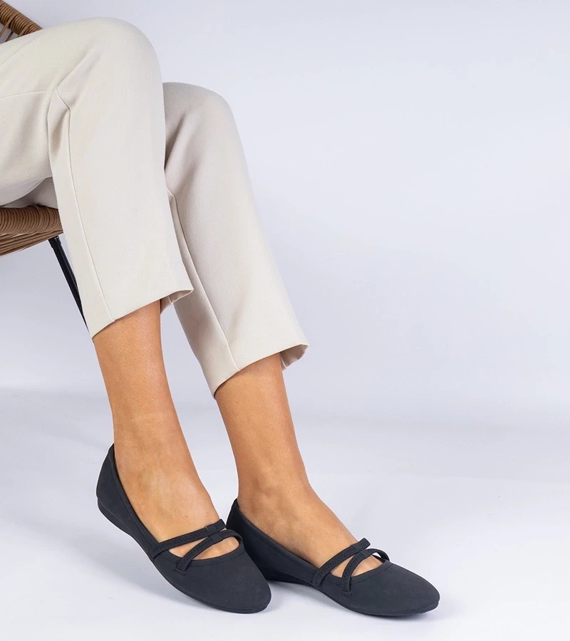 Gemre Balerini negri de damă din piele ecologică mată Baronna