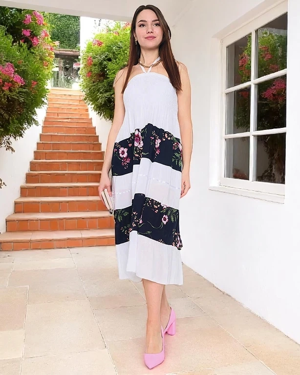 Resti White floral dress PLUS SIZE - Clothing