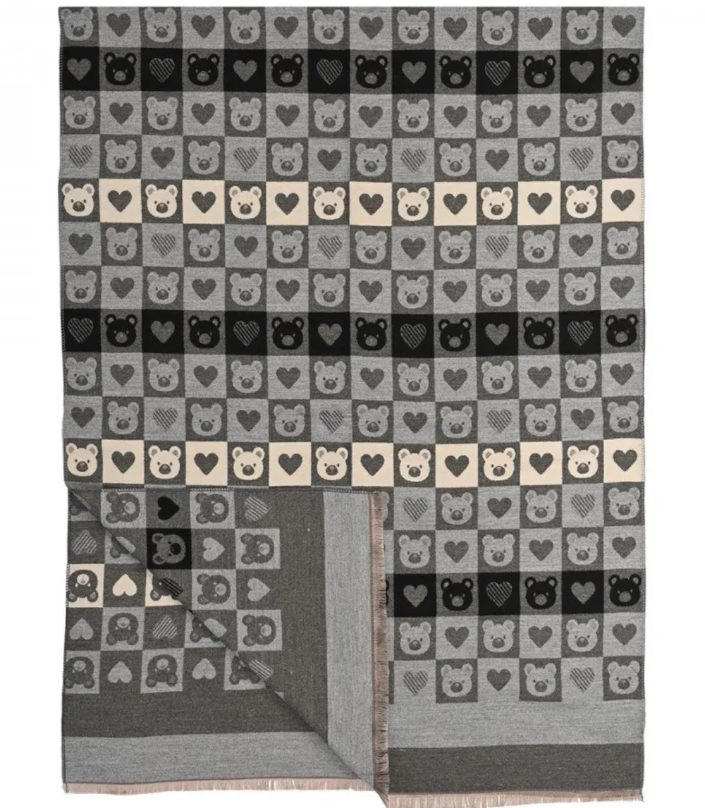 Pri Warm stylish scarf geometric scarf bear pattern soft smooth 180x65 cm