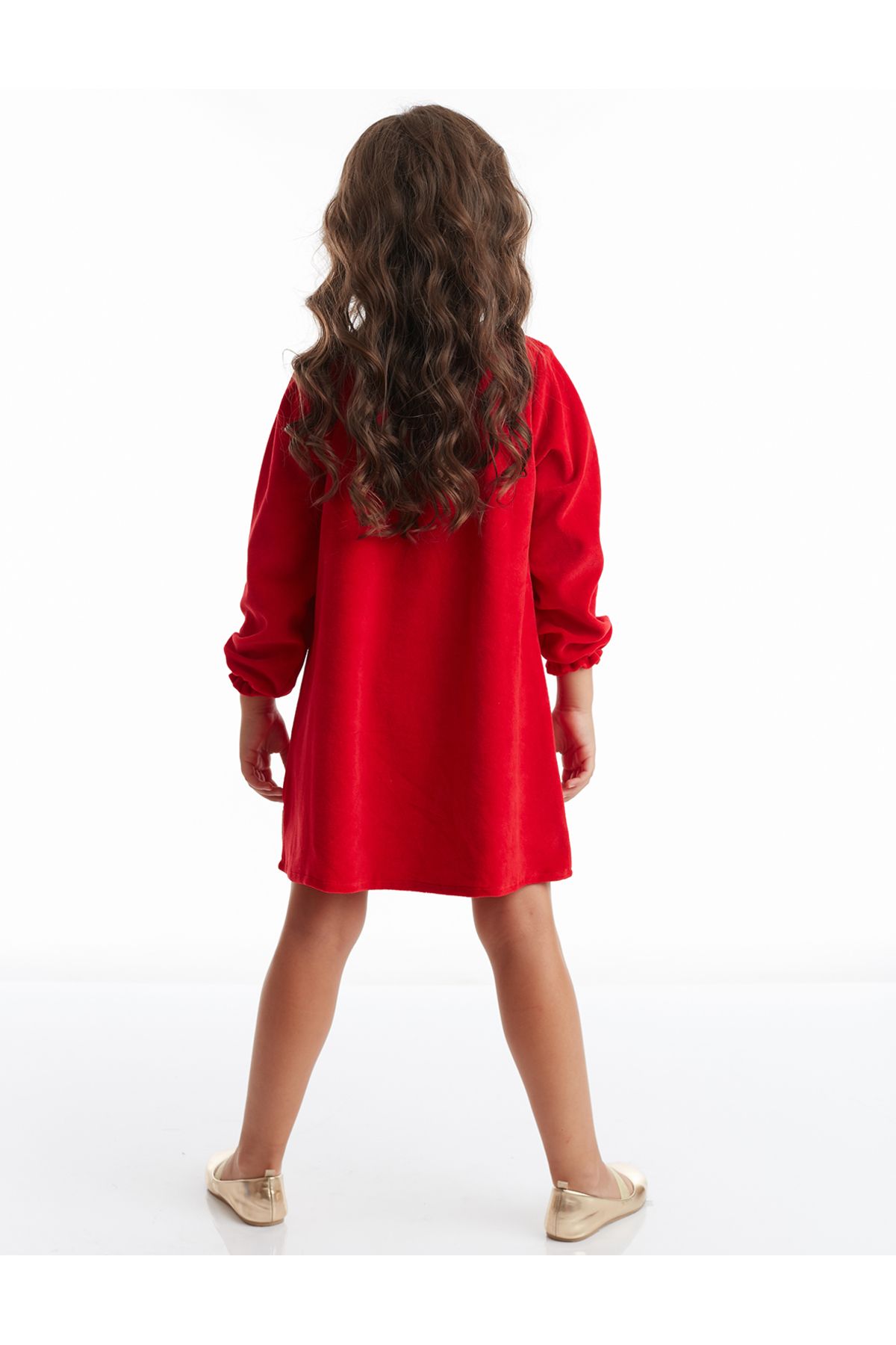 Denokids Fawn Girl Velvet Red Christmas Dress