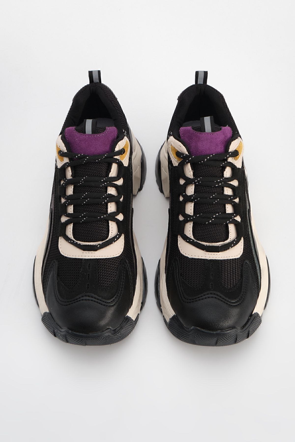 Marjin Women's High-Sole Sneaker Lace-Up Leopard Detail Adidași Desya negru.