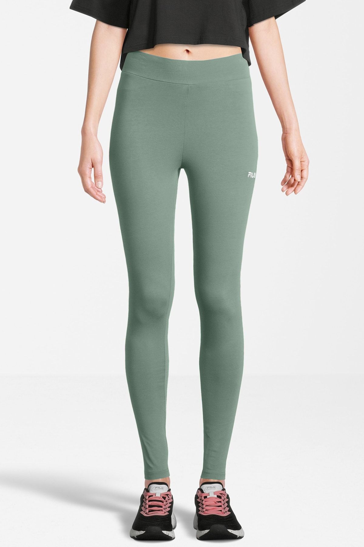 Дамски клин Fila в цвят тиняво зелено