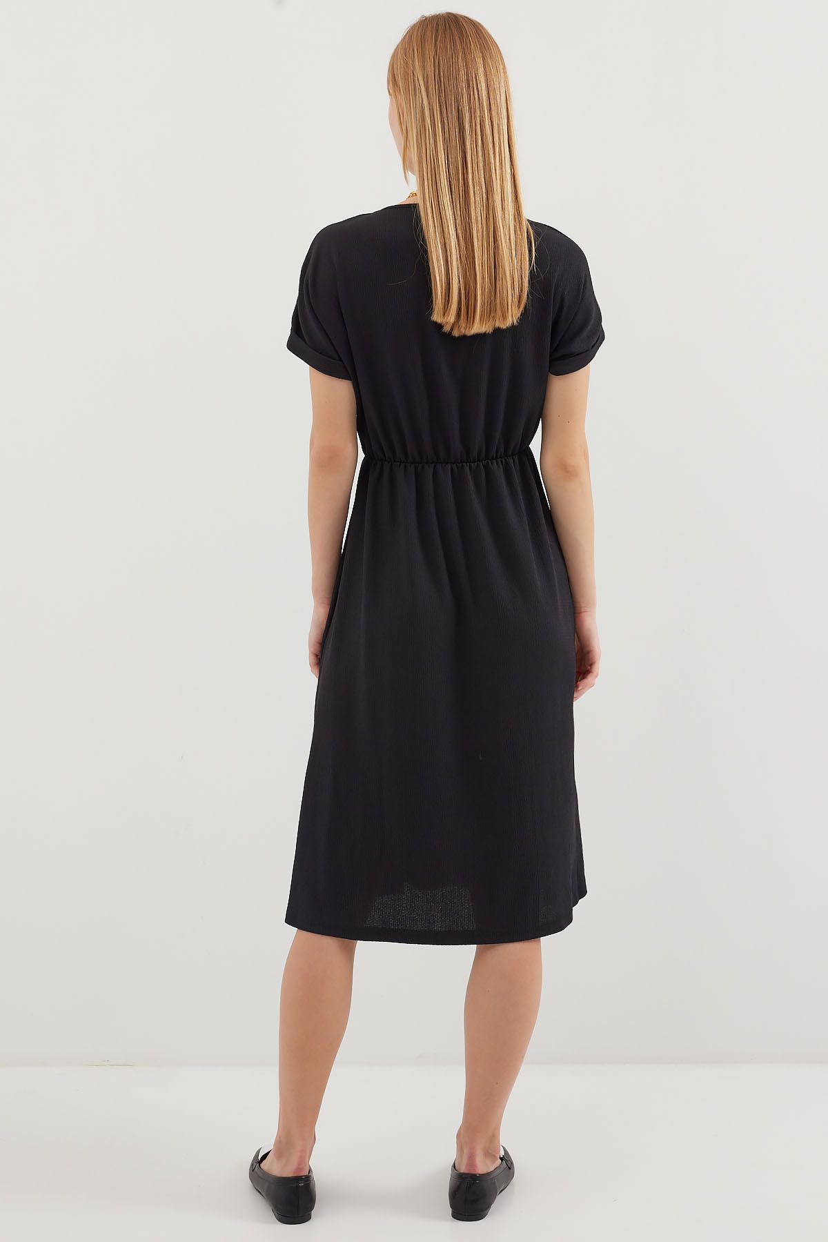 Rochie tricotată cu decolteu în V Bigdart 2378 - negru