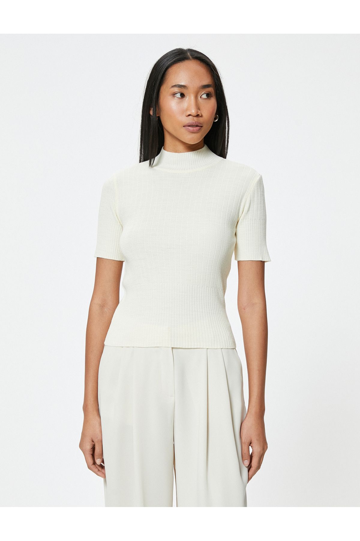 Koton High Neck Short Sleeve Knitwear Sweater