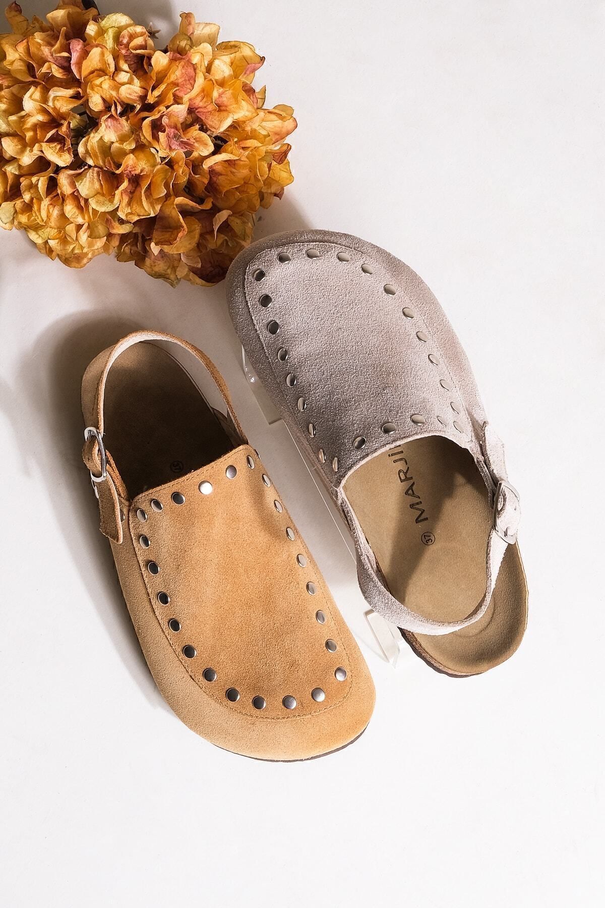 Marjin Women&#039;s Genuine Leather Eva Sole Closed Front Staples Daily Sandals Bolve tan.