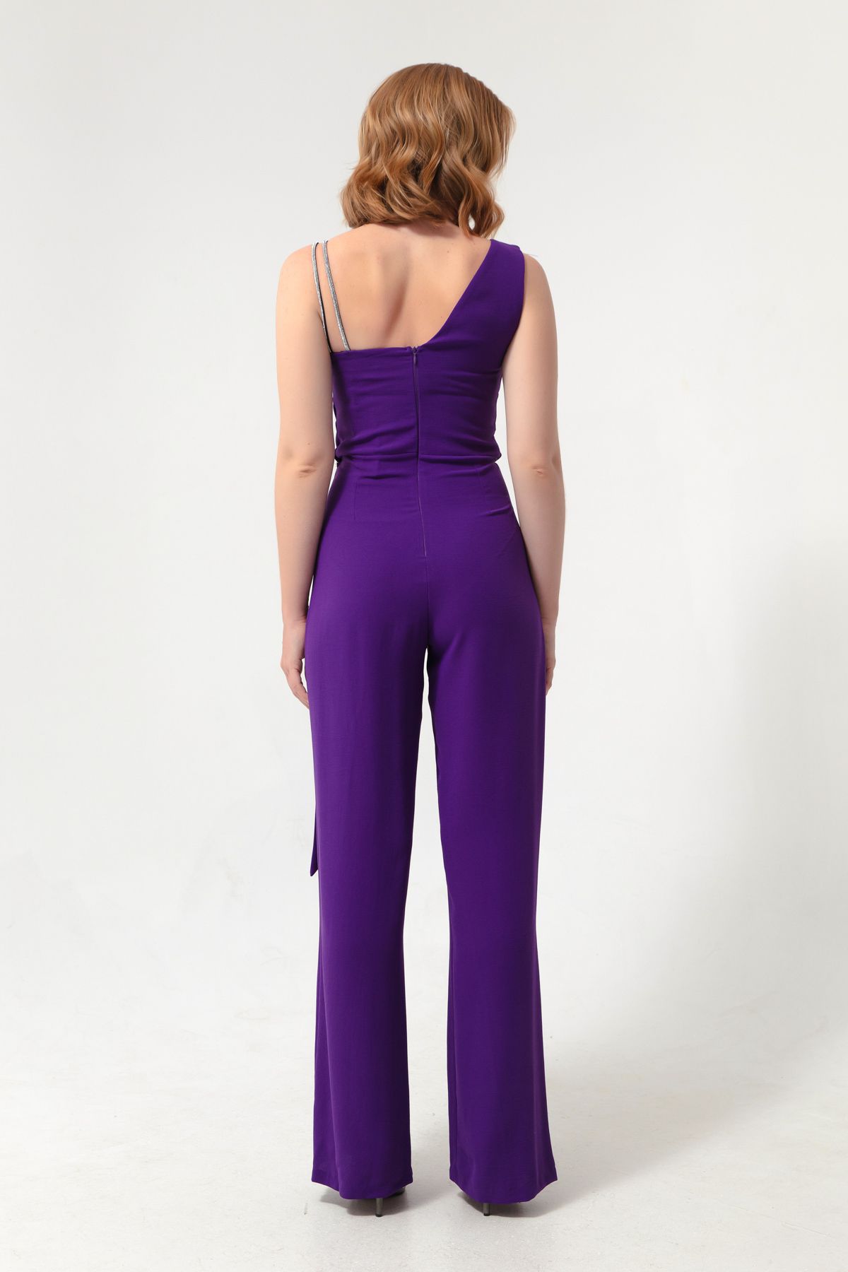 Lafaba femei violet one-shoulder bijuterii rochie de seara salopeta
