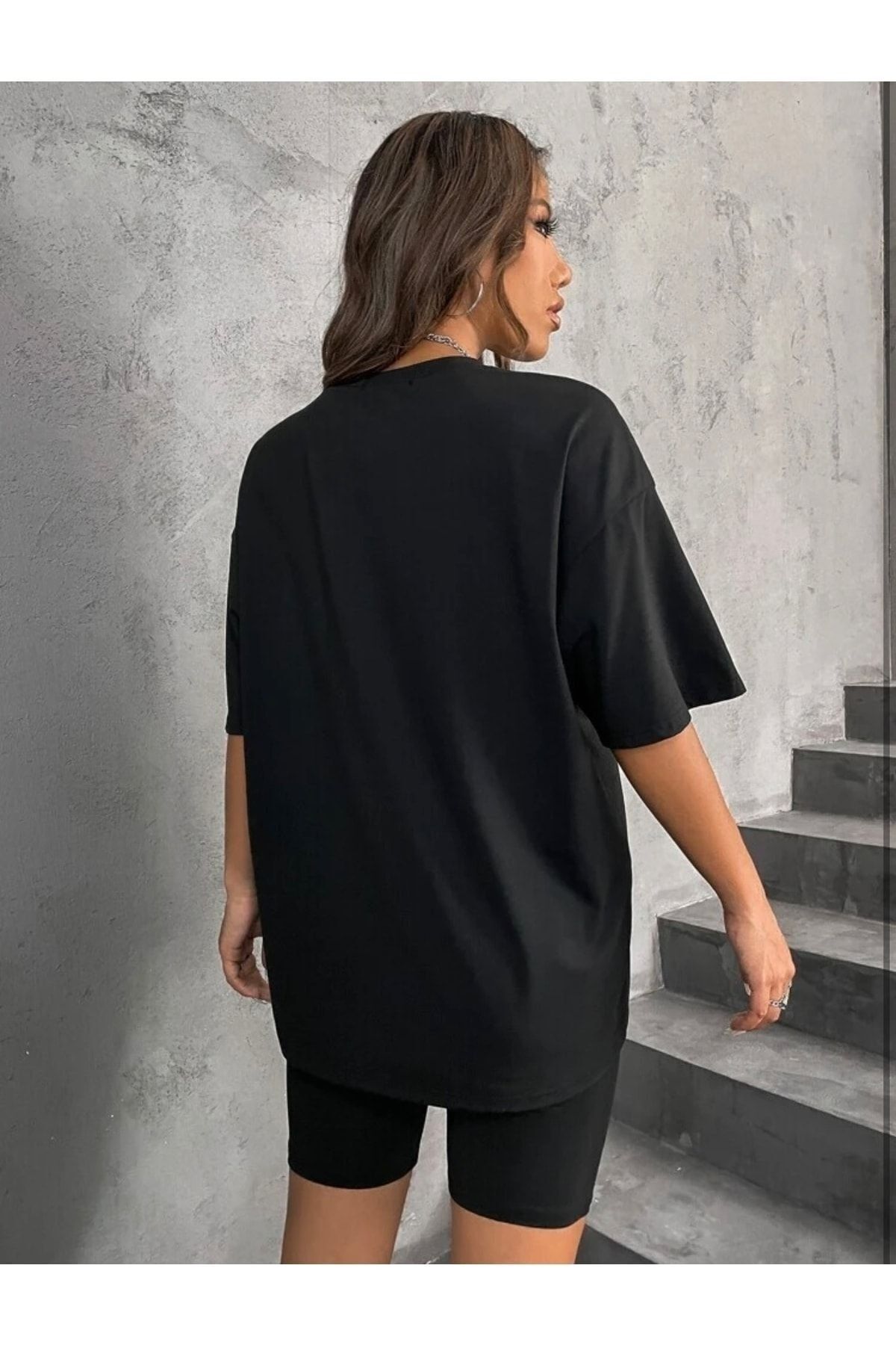 Know Women&#039;s Black Oversize Brooklyn Printed Leggings Suit