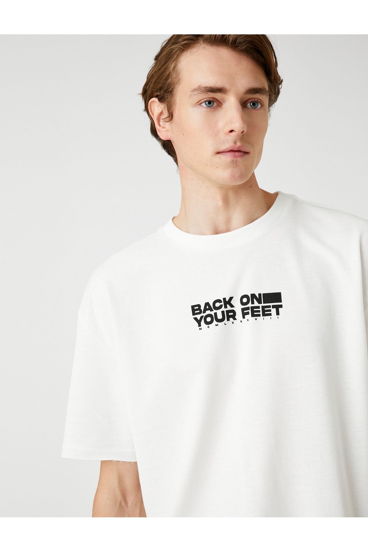 Koton Oversize T-Shirt Slogan Printed Crew Neck Short Sleeve