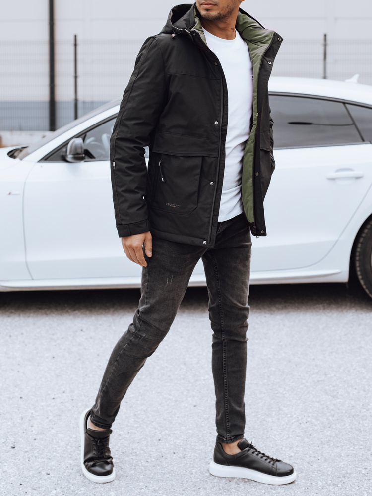 Men&#039;s winter jacket with hood black Dstreet