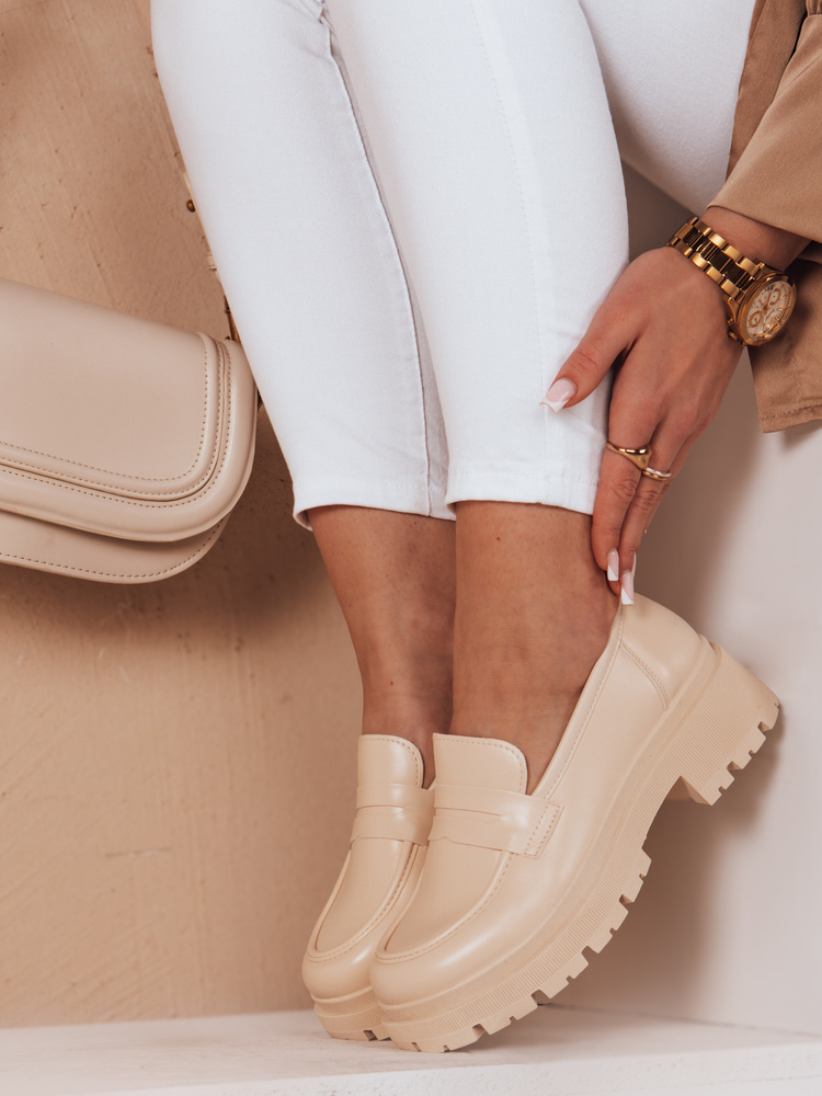 Mokasyny damskie na platformie TORINO beżowe Dstreet