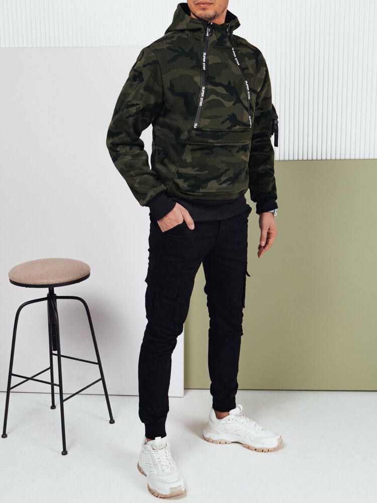 Bluza męska moro z kapturem czarna Dstreet