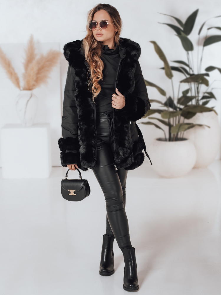 Kurtka damska zimowa CITYGLANCE z futerkiem czarna Dstreet