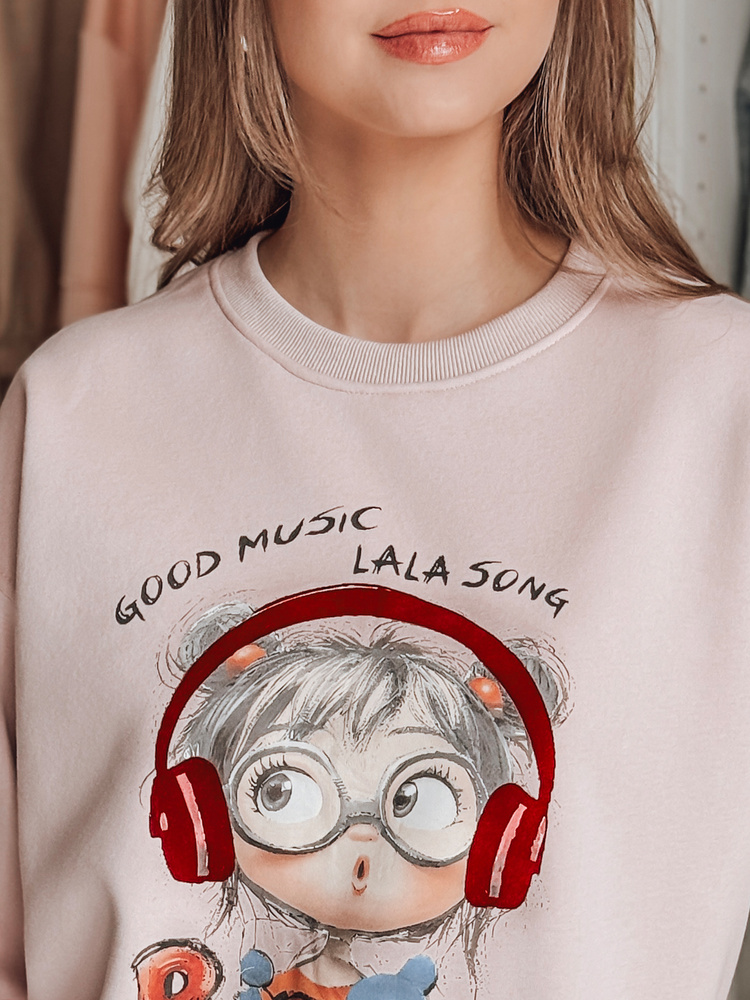 Bluza damska oversize z nadrukiem LALA VIBE różowa Dstreet