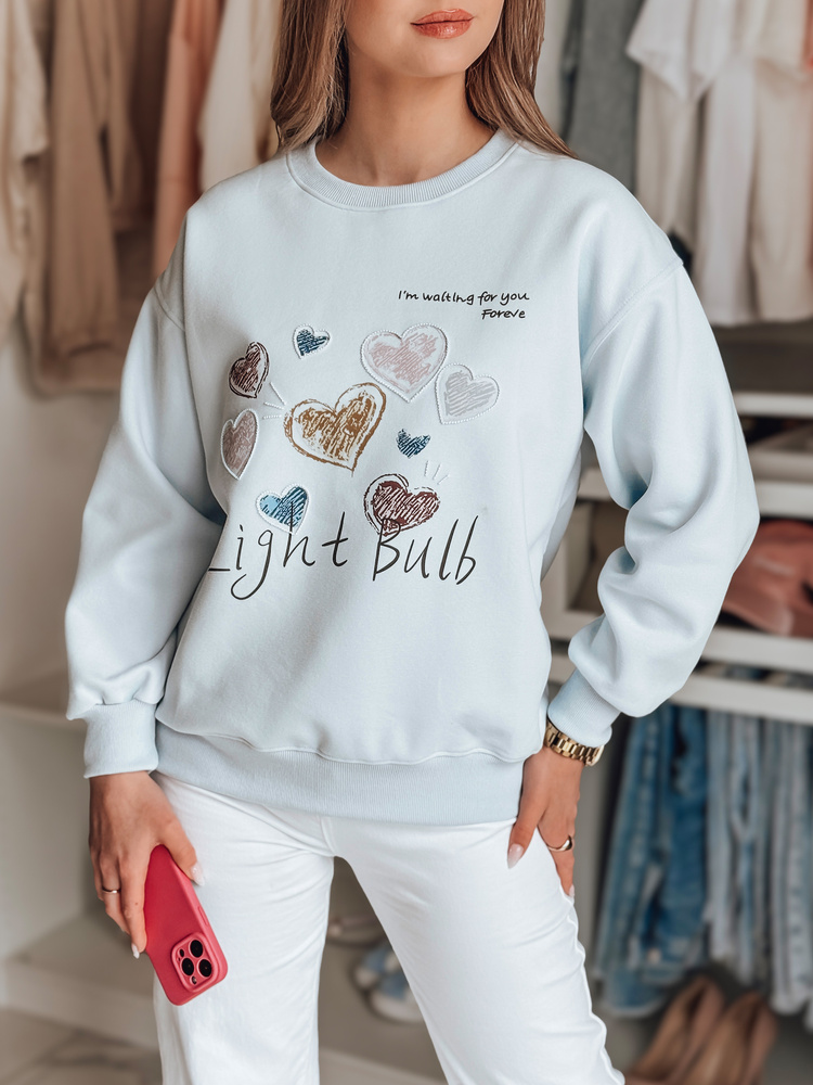 Bluza damska oversize z sercami PINKNOTE niebieska Dstreet