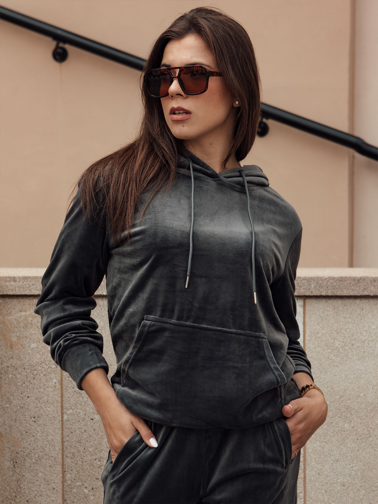 Komplet damski welurowy RELAX FIT ciemnoszary Dstreet