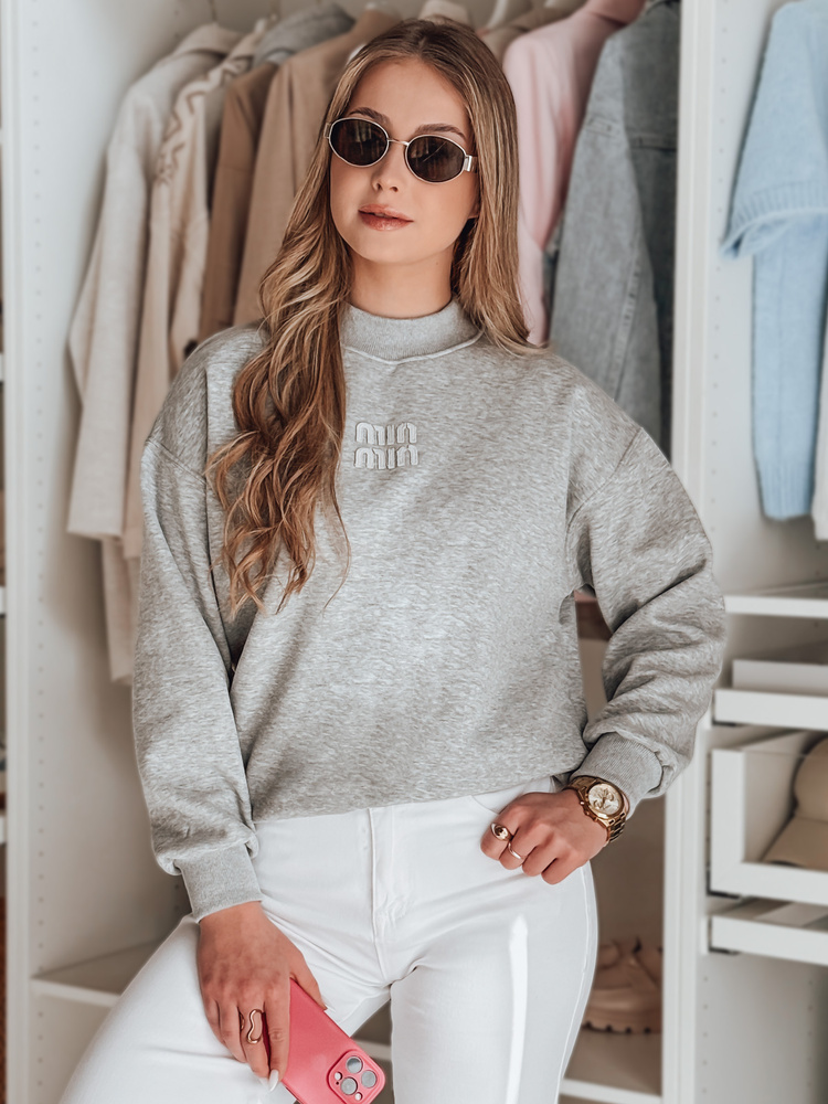 Bluza damska oversize z naszywką LOVASON szara Dstreet