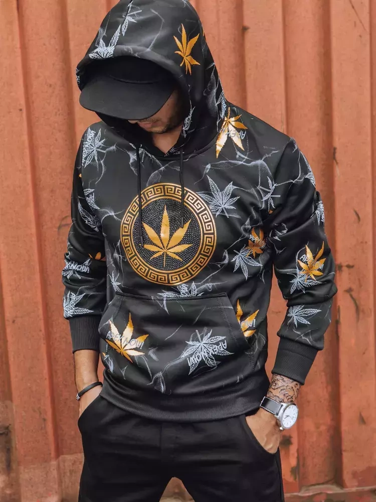 Bluza męska z nadrukiem czarna Dstreet