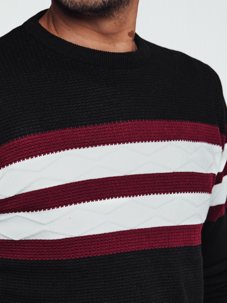 Pulover negru bărbătesc cu dungi
