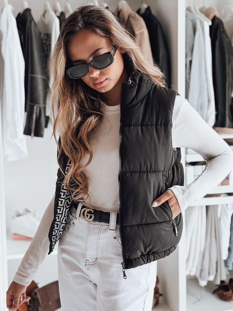 Vestă matlasată neagră pentru femei URBANELLE