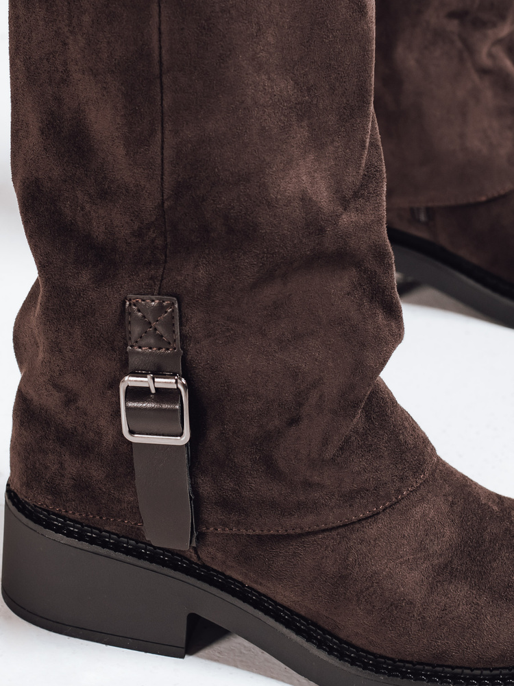 Kozaki damskie zamszowe brązowe Dstreet