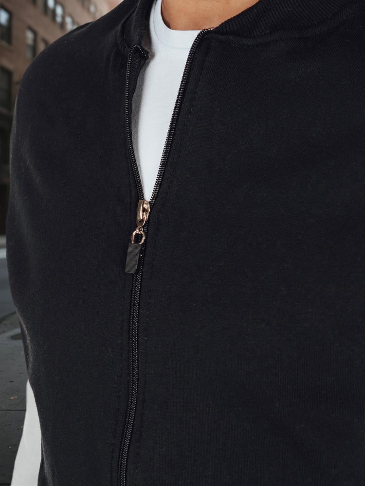 Hanorac cu fermoar alb-negru pentru bărbați