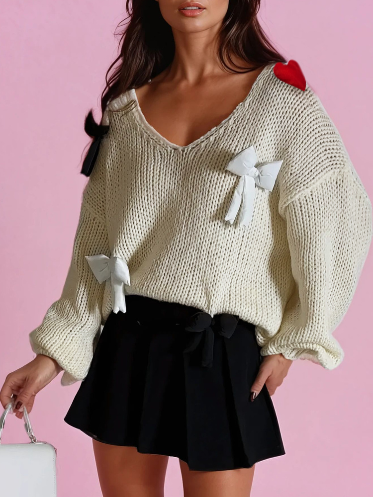 Sweter damski one size PUREBOW beżowy Dstreet