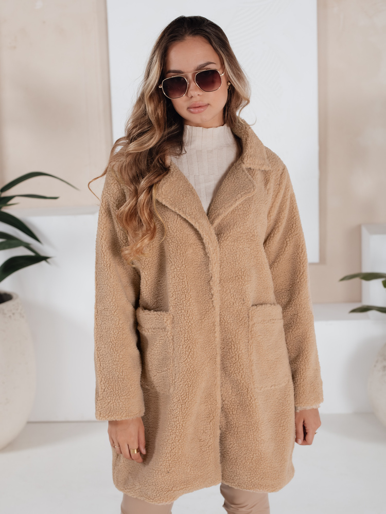 Dámsky teddy kabát béžový