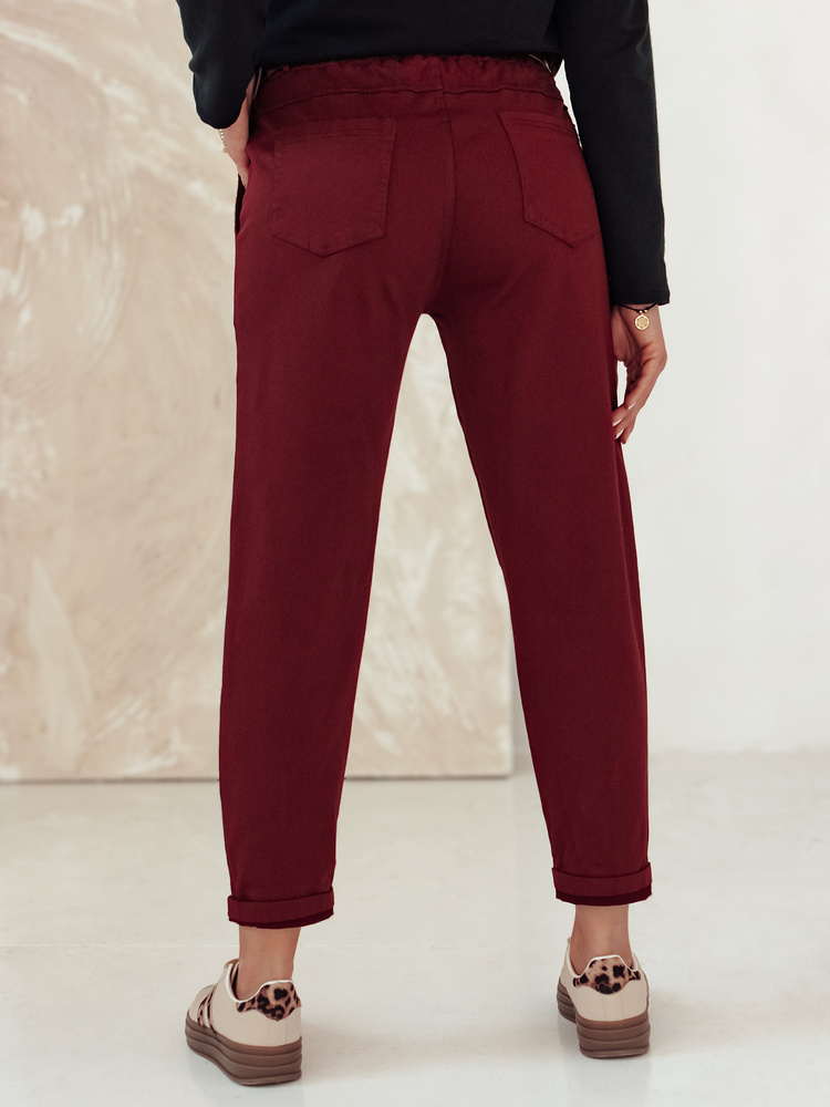 Pantaloni chino supradimensionați pentru femei cu curea, vișiniu