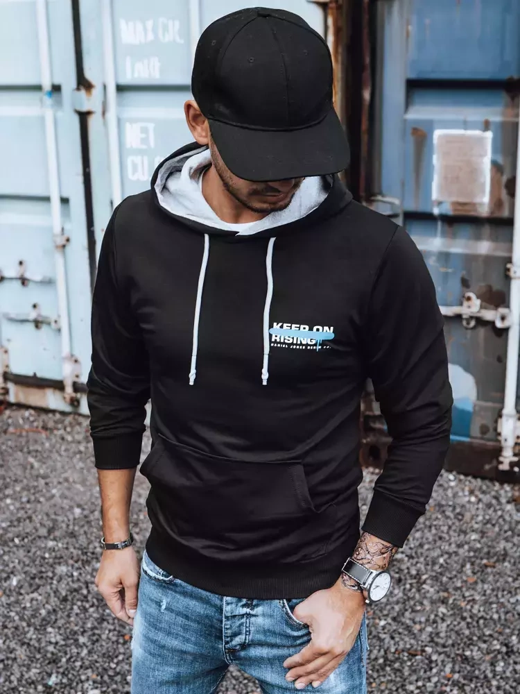 Bluza męska z nadrukiem czarna Dstreet