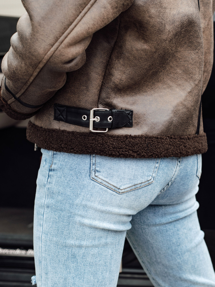 Jachetă de damă din piele întoarsă KASAMIRA cu blană