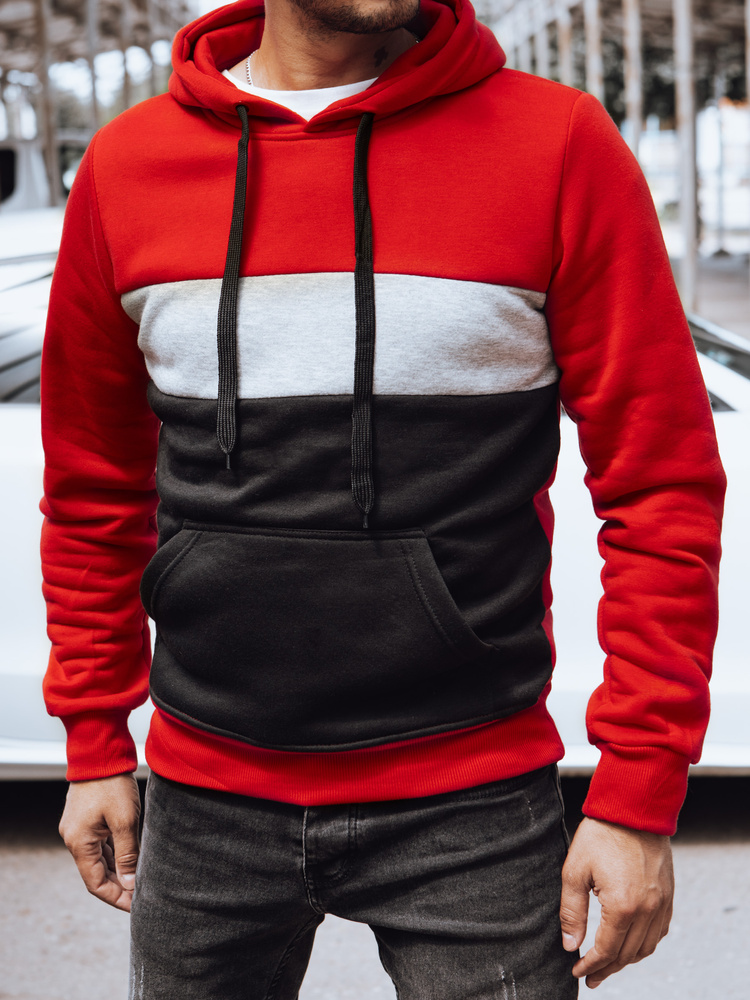 Bluza męska z kapturem czerwona Dstreet