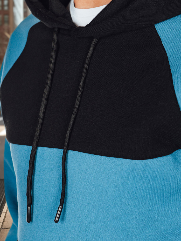 Bluza męska basic z kapturem w czarno-morskie paski Dstreet