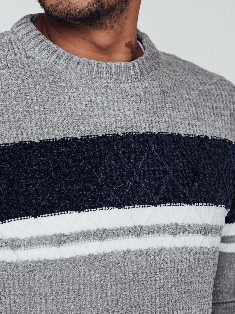 Sweter męski w paski szary Dstreet