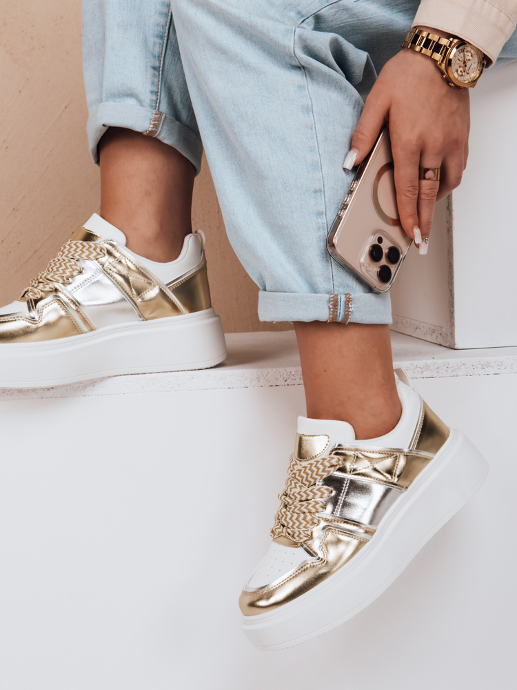 Teniși aurii pentru femei cu platforma HYPERWAY