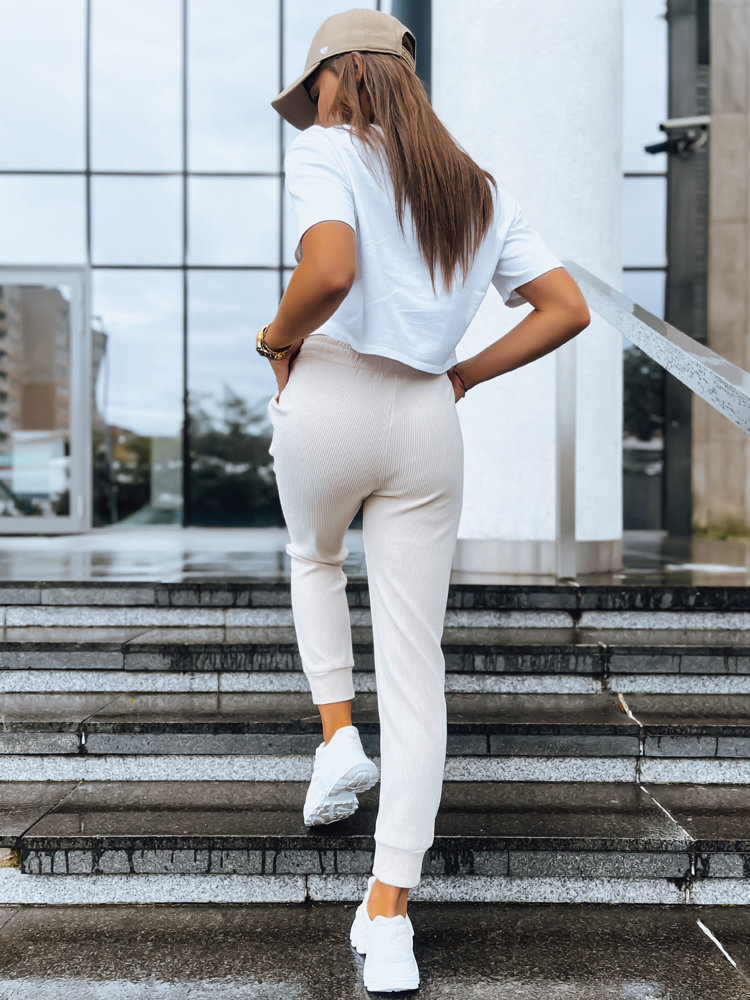 Dresowe spodnie damskie MARIE beżowe Dstreet