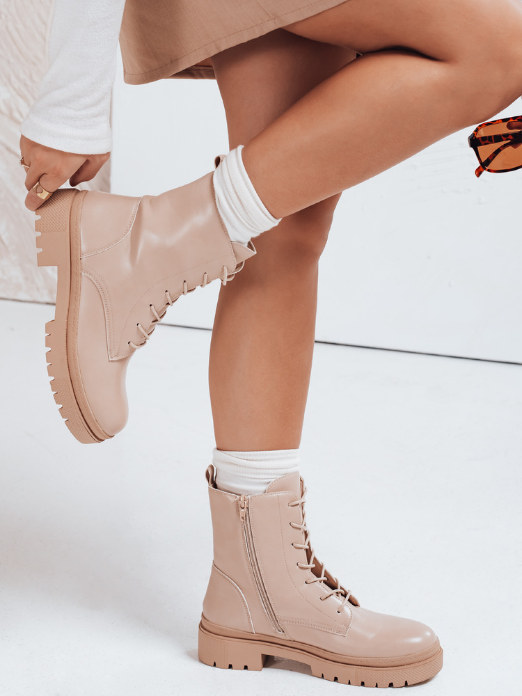 Botki damskie workery STYLOBOSS kremowe Dstreet