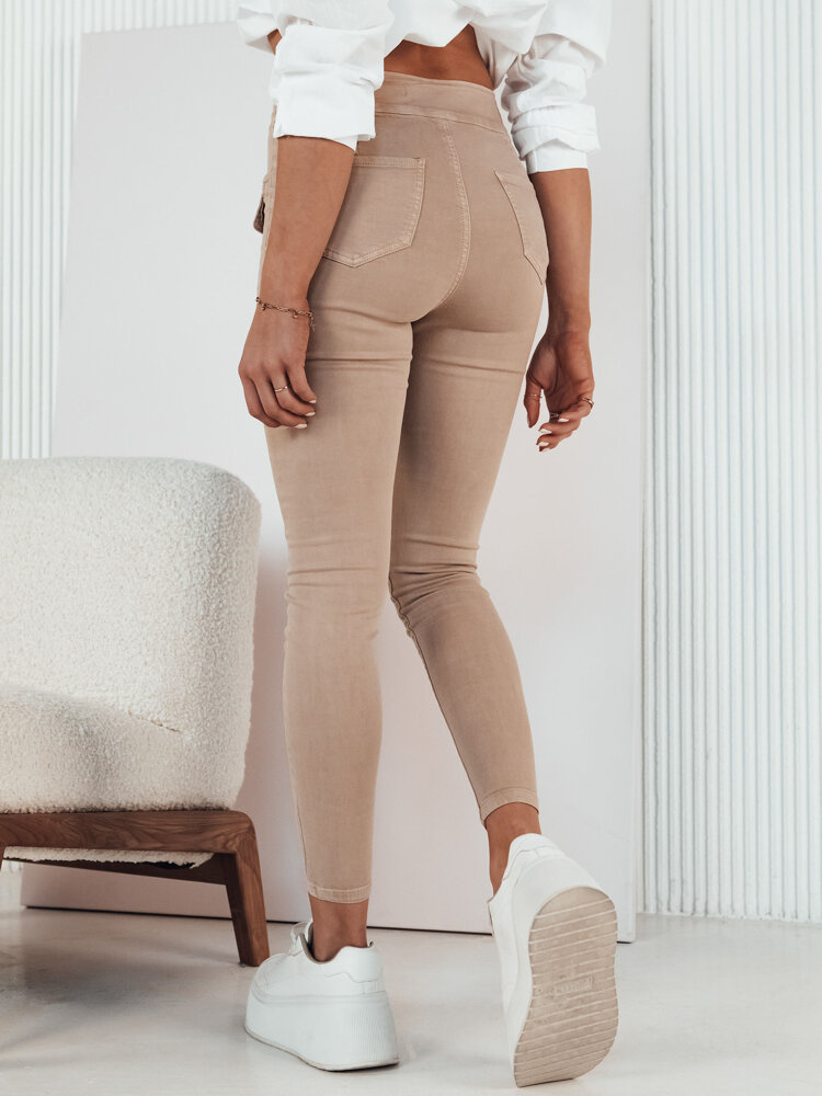 Spodnie damskie jeansowe SKULL jasnobeżowe Dstreet