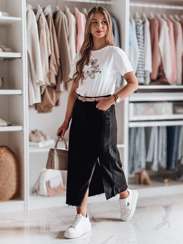 Spódnica jeansowa midi z rozcięciem MIDILEXU niebieska Dstreet