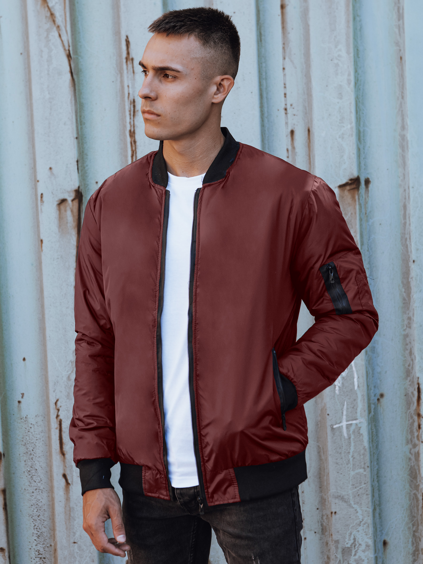 Kurtka męska bomber jacket bordowa Dstreet