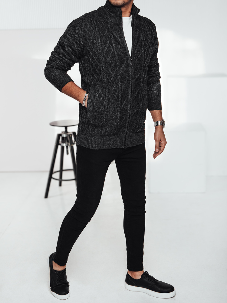 Sweter męski rozpinany ciemnoszary Dstreet