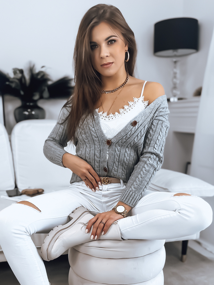 Sweter damski RIGLA jasnoszary Dstreet