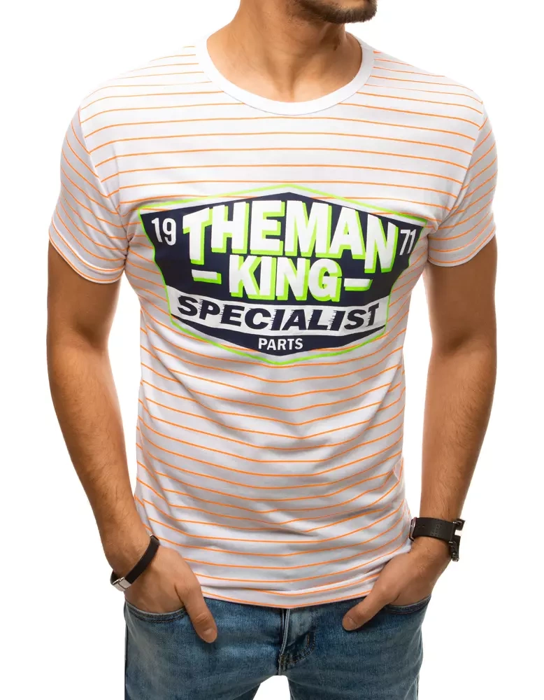 T-shirt męski z nadrukiem biały Dstreet