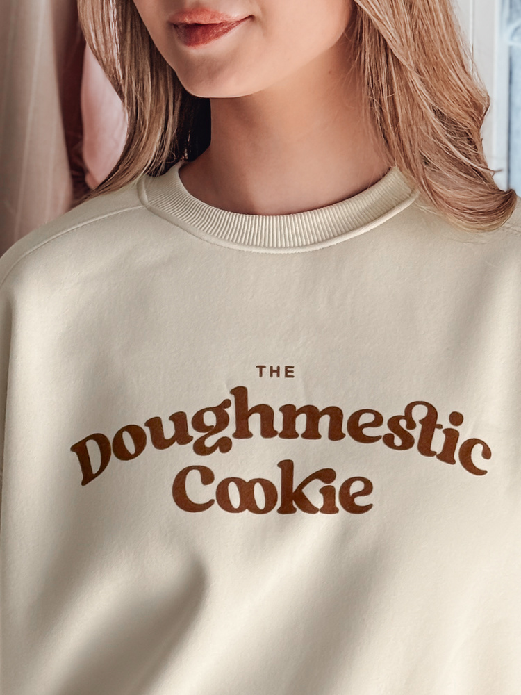 Bluza damska oversize z nadrukiem COOKIES jasnobeżowa Dstreet