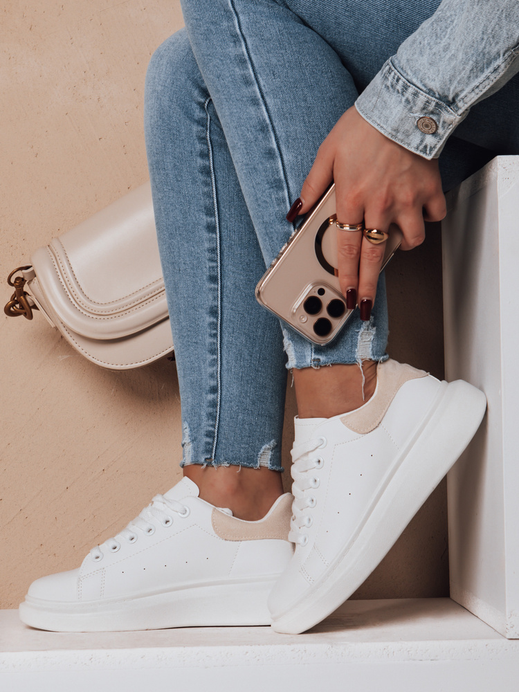 Sportowe sneakersy damskie DOMINI  beżowe Dstreet