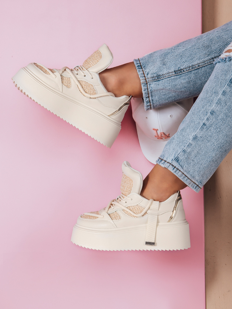 Sneakersy damskie na wysokiej platformie UPSOLE natura Dstreet