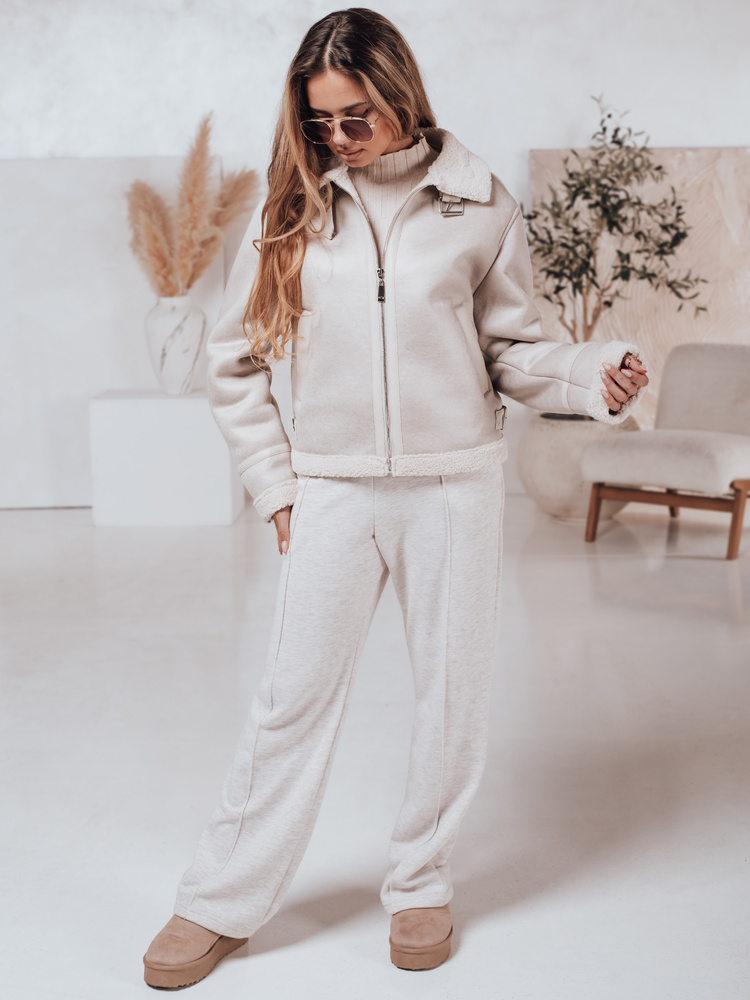 Jachetă de damă din piele întoarsă cu blană KASAMIRA